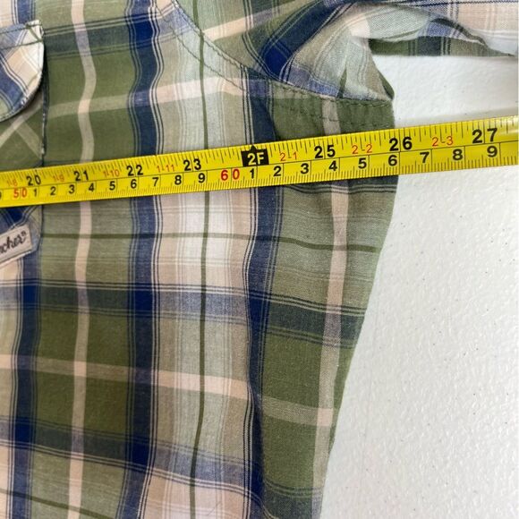 Wrangler Wrancher Green Blue Plaid Pearl Snap Long Sleeve Western Shirt Men XL - Picture 8 of 11